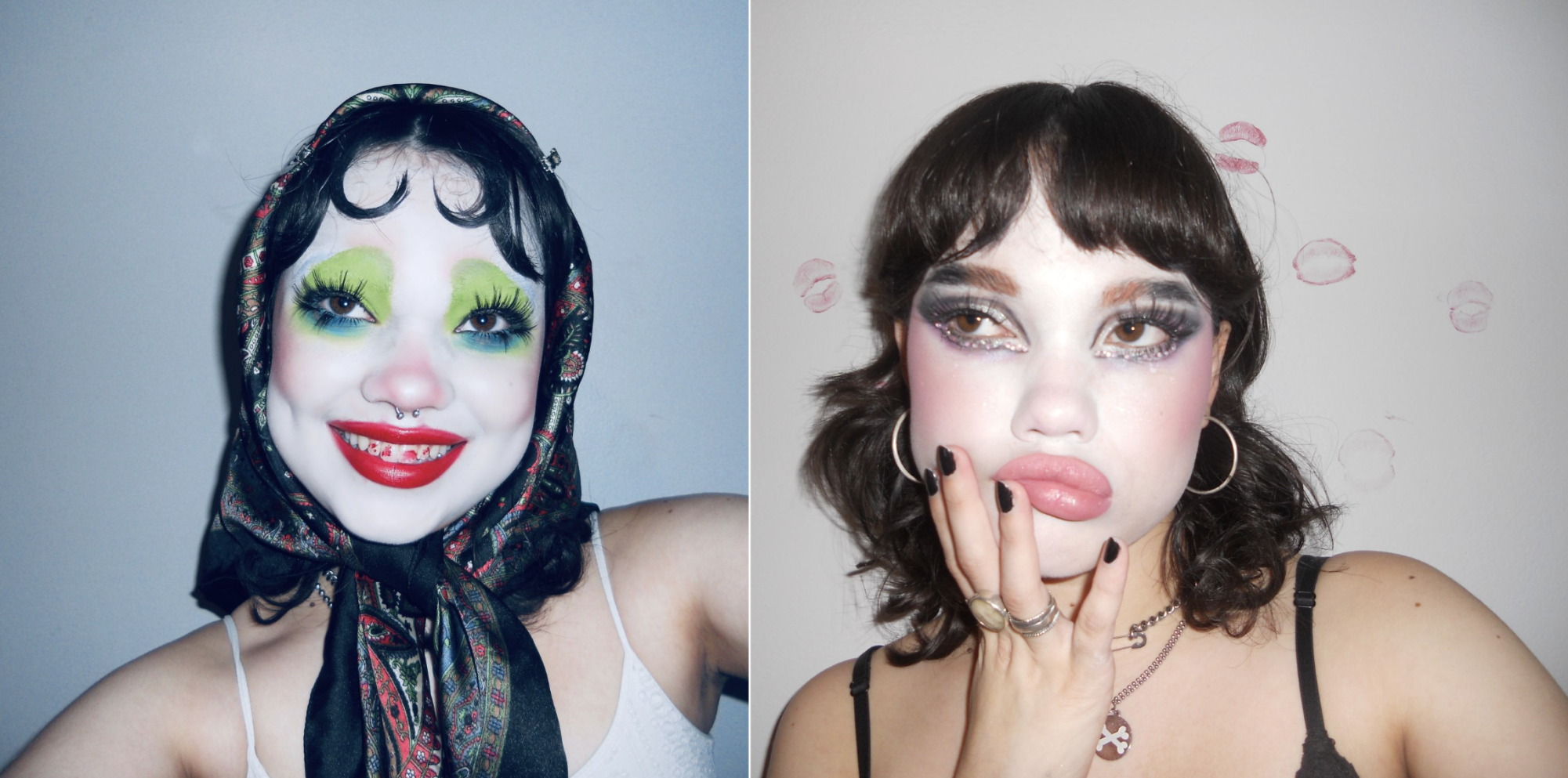 (From left to right) A look inspired by @fakehauswives on Instagram and one inspired by makeup artist Doni Davy. (Photos courtesy of Sailor Marenco)